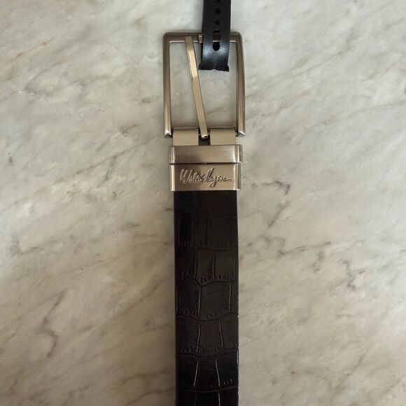 Walter Hagen reversible golf belt black crocodile print leather size L NWT - Picture 4 of 7